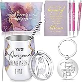 Domensi 7 Pcs International Womens Day Gift Employee Appreciation for Nurse Makeup Bag Tumbler Keychain Notebook Ballpoint Pen for Teacher Professional Dental Medical Assistant Staff Coworker(Purple)