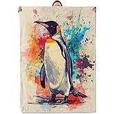 Mounidso Penguin Blanket, Colorful Penguin Flannel Blanket Gifts for Women, Soft Warm Lightweight Penguin Blankets for Living Room Home Sofa Travel Decor 50" x 60"