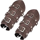 Pistha 1 Pair Unisex Medieval Leather Arm Gauntlet Wristband Buckle Bracers Halloween Cosplay Costume Accessory for Theme Activity