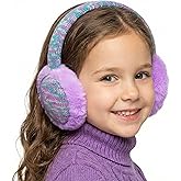FYBW Ear Muffs Gloves Set for Kids, Winter Adjustable Sequins Warm Earmuffs for Kids Outdoor Cold Weather