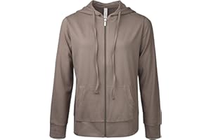 Sofra Women's Thin Cotton Zip Up Hoodie Jacket