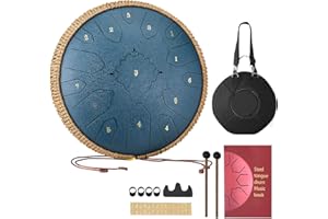 VEVOR Steel Tongue Drum, 13 in 15 Notes Rain Drum for Outside Garden, C Major Musical Drums with Music Book & Mallets, Percus