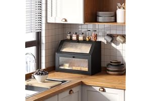 Bread Box for Kitchen Countertop Bin Double Layer Bread Box Storage Container Extra Large Capacity Farmhouse with Diamond Pat