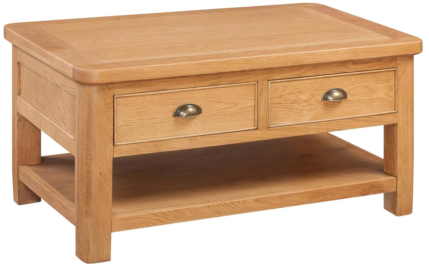 Everest Oak 2 Drawer Large Coffee Table With Modern Wax Finish