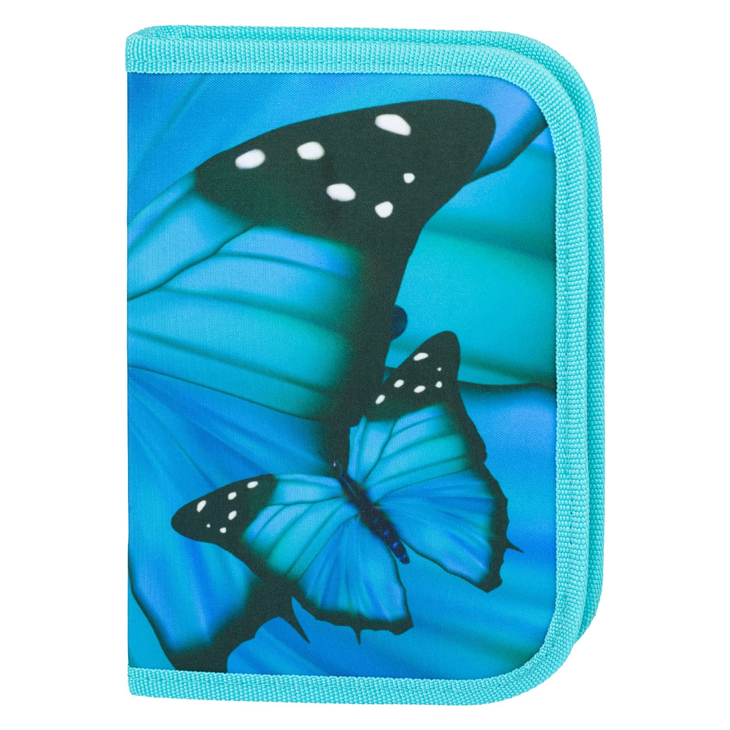 Baagl Butterfly Pencil Case for Boys and Girls - Spacious Bag Case, Holds Stationery Items - Durable Polyester, 3 Compartments — image 1