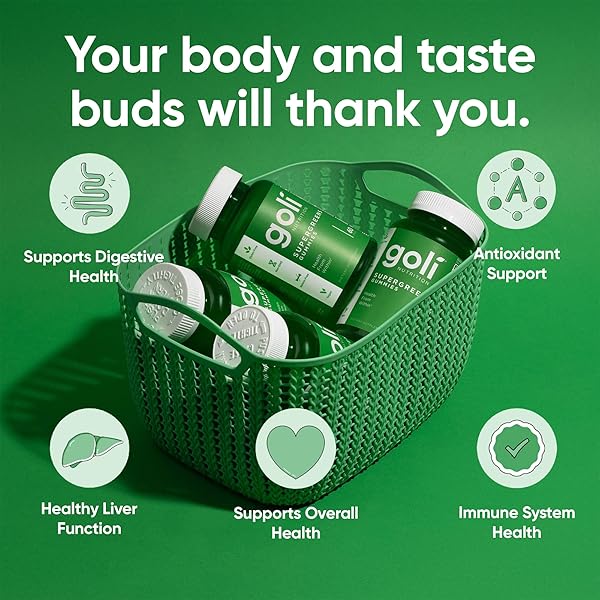 GOLI SUPERGREENS VITAMIN GUMMY – 120 COUNT – ESSENTIAL VITAMINS AND MINERALS – PLANT-BASED, VEGAN, GLUTEN-FREE & GELATIN FREE – HEALTH FROM WITHIN, PACK OF 2