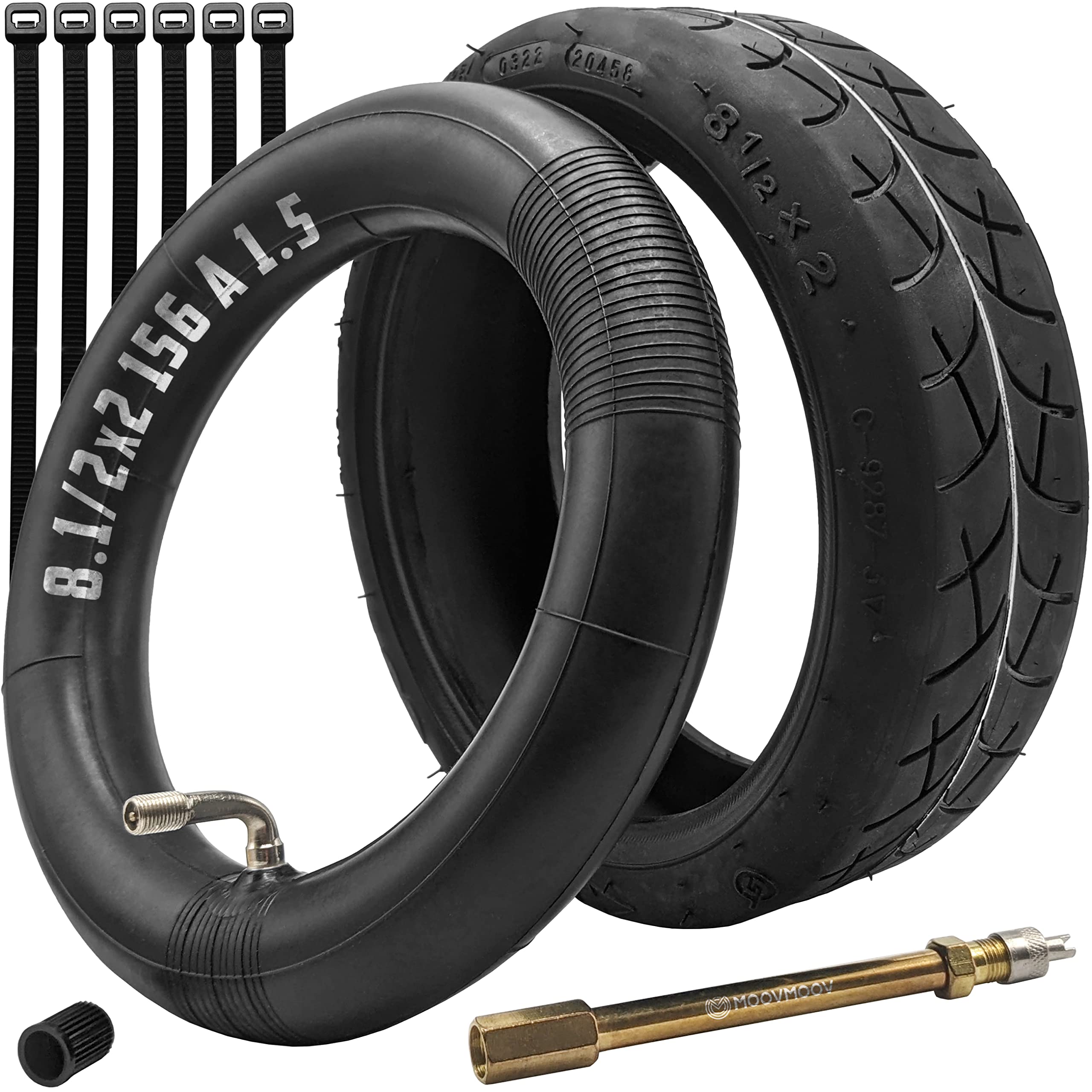 MOOVMOOV E-Scooter Tyre V3 + 8 1/2 x 2-156 Inner Tube Kit - Compatible with Electric Scooters Dualtron Mini/Speedway Leger/Scooter Minimotors - Reinforced V3 Tyres + Inner Tube 8.5x2 Valve 110/90