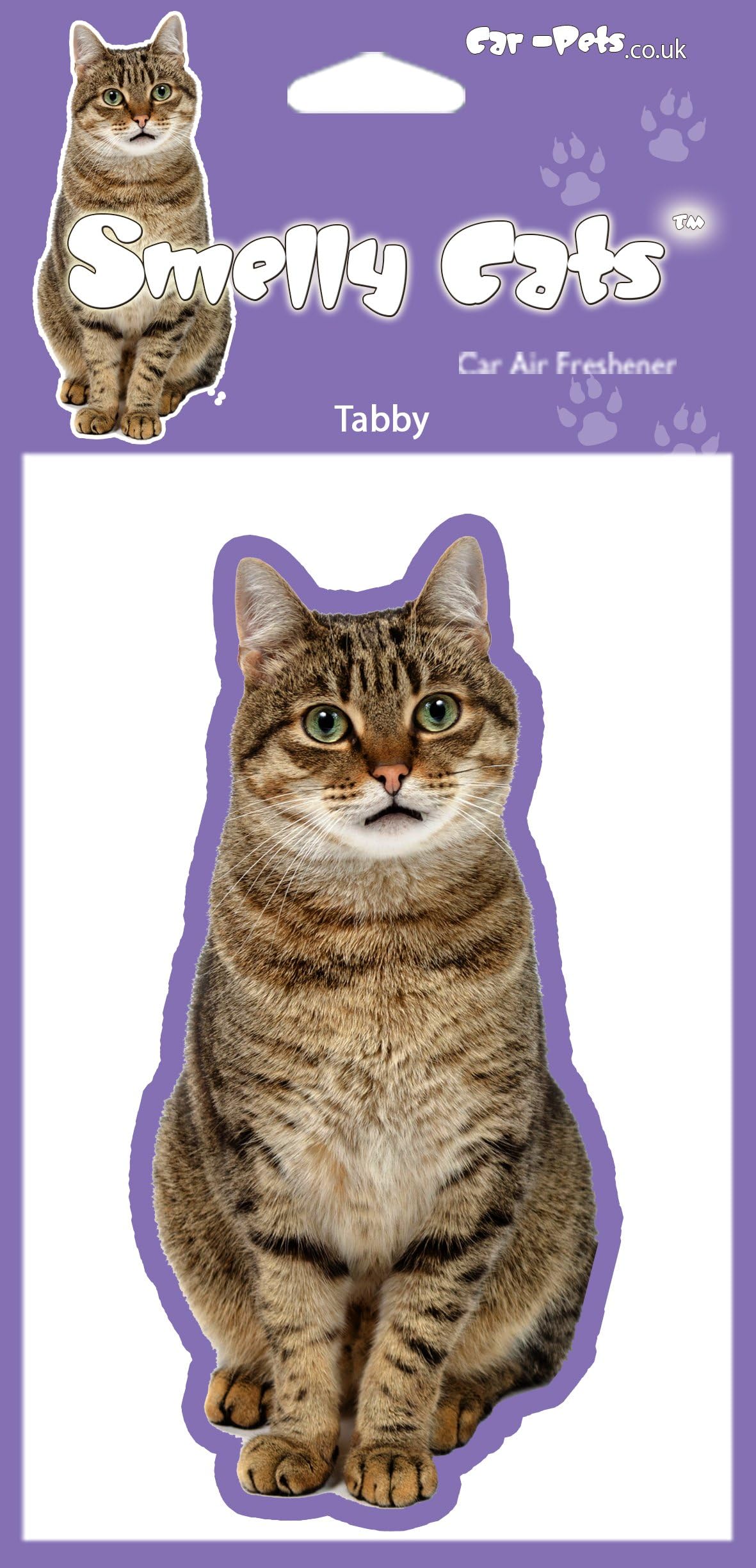 Tabby Cat Gift - 4 pcs of Smelly Cats Car Air Fresheners. Each freshener individually packaged