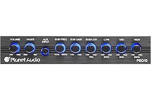 Planet Audio PEQ10 Car Equalizer - 4 Band, Pre-Amp, Half Din, Subwoofer Output with Adjustable Filter, Fixed Bands, Remote Sub Control, DPS Processor