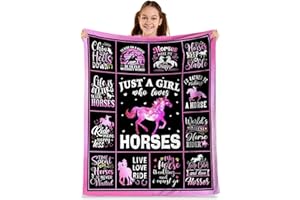 Kieetlan Horses Blanket Gifts, Horses Gifts for Girls, Just A Girl Who Loves Horses, Gifts for Horses Lovers, Horses Party Decorations Blanket 40”x50”