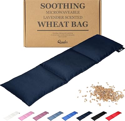 Qomfor Microwavable Wheat Bag Dark Blue Lavender Scent 3-Chamber 46x12 cm