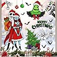 Mfault 121 PCS Merry Christmas Nigh.tmare BEF.ore Christmas Window Clings 9 Sheets, Jack Sally Xmas Tree Skull Stickers Decal Decoration, 2025 New Year Home Kitchen Winter Holiday Decor