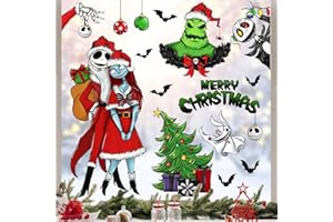 Mfault 121 PCS Merry Christmas Nigh.tmare BEF.ore Christmas Window Clings 9 Sheets, Jack Sally Xmas Tree Skull Stickers Decal Decoration, 2026 New Year Home Kitchen Winter Holiday Decor
