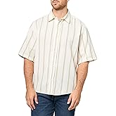 HUGO Men's Striped Weave Short Sleeve Button Down Shirt