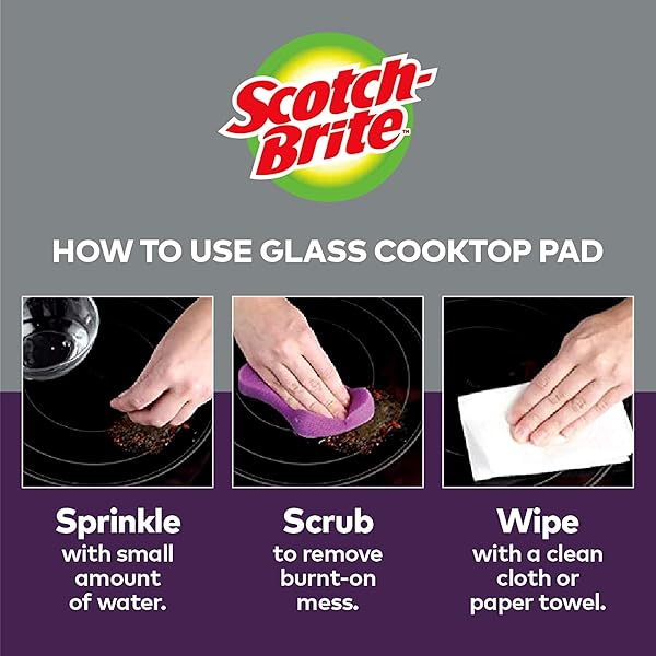 SCOTCH-BRITE™ GLASS COOKTOP PADS , 5.1INX3.0 IN X0.9 IN , ( 129MM X 76MMX 22MM) EA