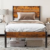 Sweetcrispy Twin Size Metal Platform Bed Frame - Mattress Foundation with Headboard and and Footboard, No Box Spring Needed with 700LBS Sturdy Wooden Slats Support, Noise Free, Easy Assembly