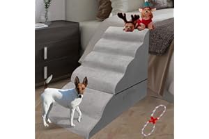 LITAIL 30 Inches 6 Steps Dog Stairs. Pet Stairs for Tall Bed 30-36 Inches. Dog Stairs for Small Dogs/Cats, Older Injured Pets. 30D Density Foam Pet Ramp Non-Slip