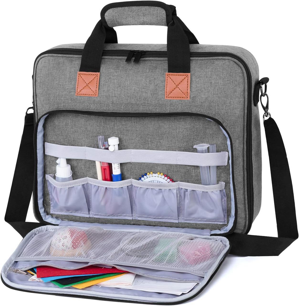 Luxja Embroidery Project Bag, Embroidery Kits Storage Bag (Bag Only), Grey - Image 3