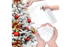 Yonsya Instant Snow Flocking Powder with 1 Pack 500ml Spray Bottle, Self Adhesive Fake Snow for Christmas Tree, Wreath Garland, DIY Winter Village Decoration (4.4 Pounds)