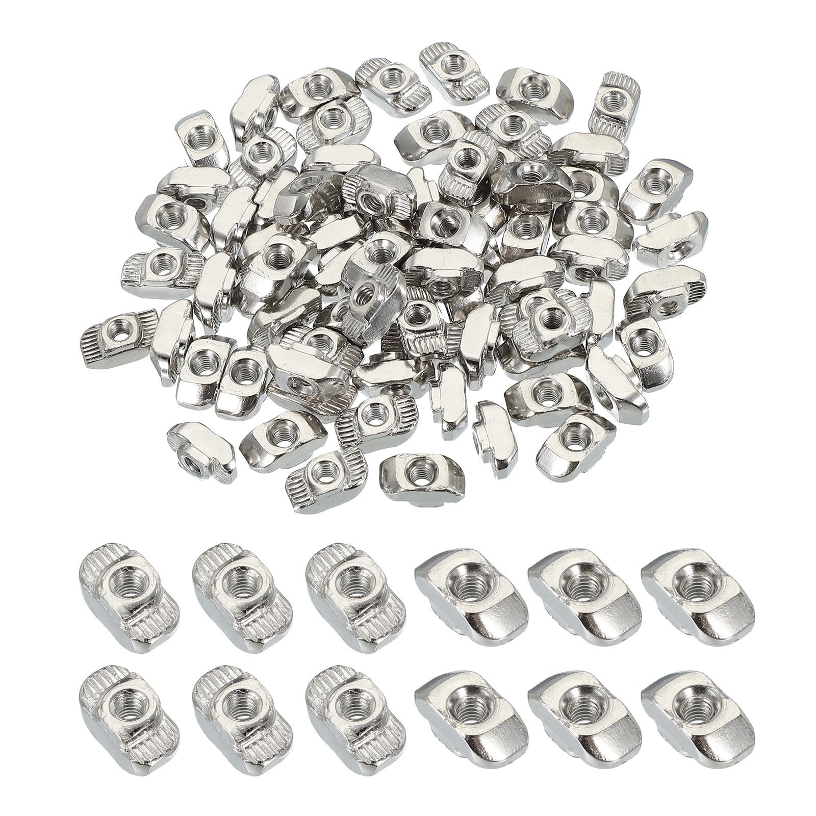 PATIKIL 3030 Series M4 t Nuts, 100pcs t Slot Nut Hammer Head Fastener Nut, Nickel Plated Carbon Steel Nut for Aluminum Profile l Silver