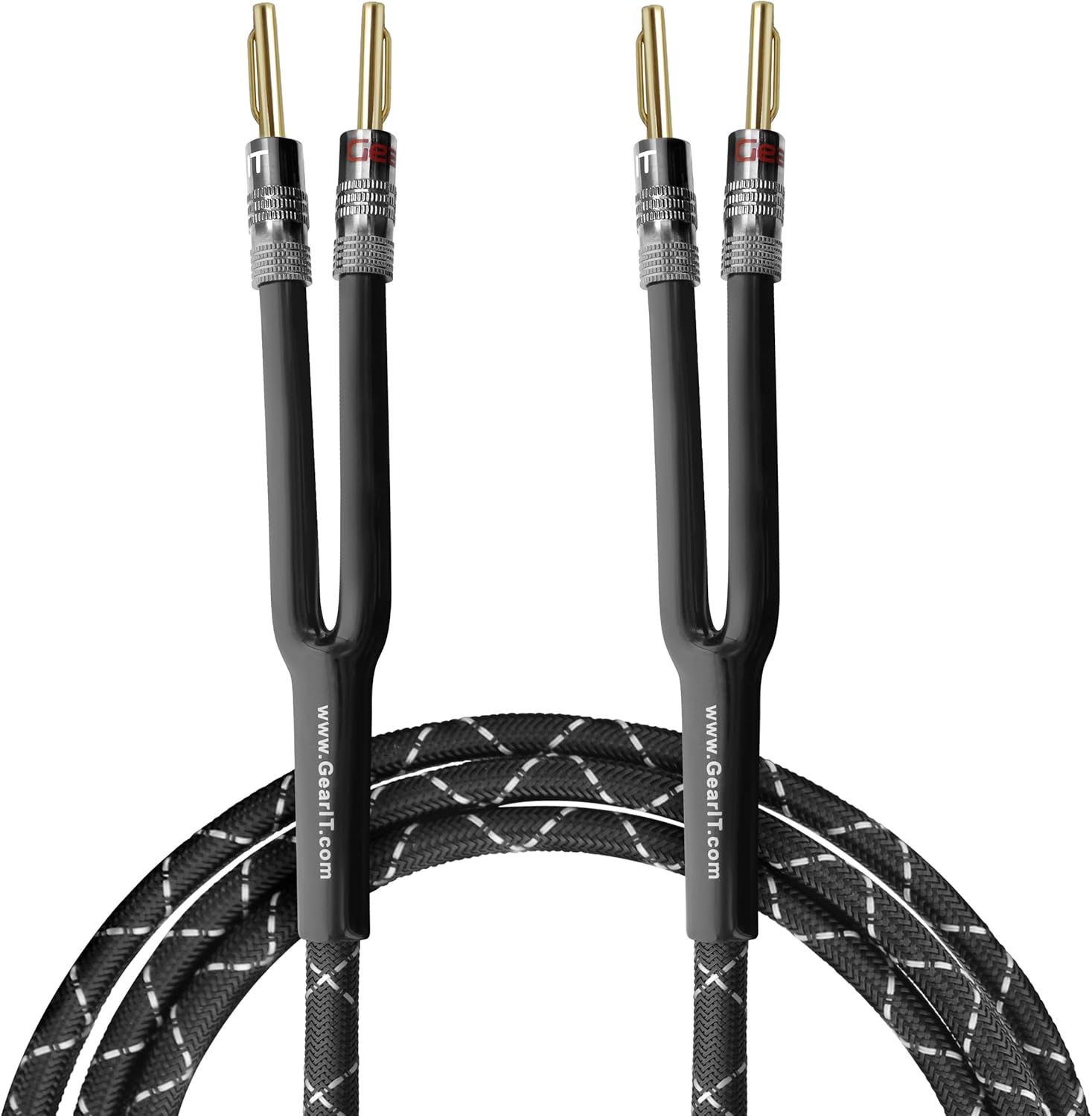 GearIT 12AWG Premium Heavy Duty Braided Speaker Wire Cable (15 Feet) Dual Gold Plated Banana Plug Tips - In-Wall CL2 - Oxygen-Free Copper (OFC) Black: Electronics
