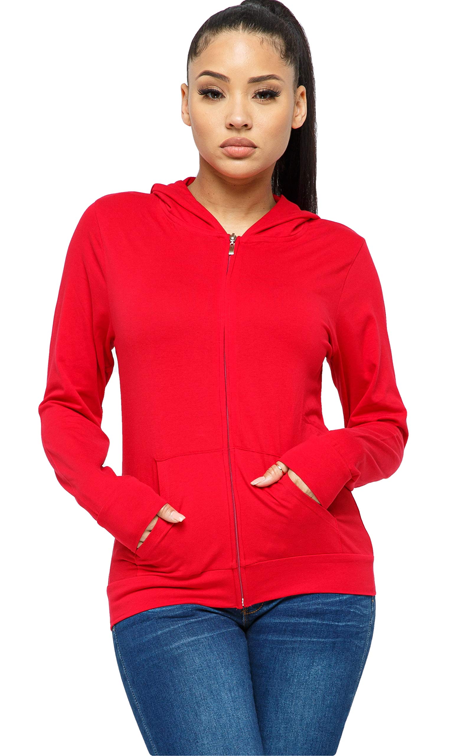 WINESTER & COMPANY Women's Hoodie - Casual Long Sleeve Full Zip Up Slim Fit Hooded Jacket Sweatshirt Workout Active Top