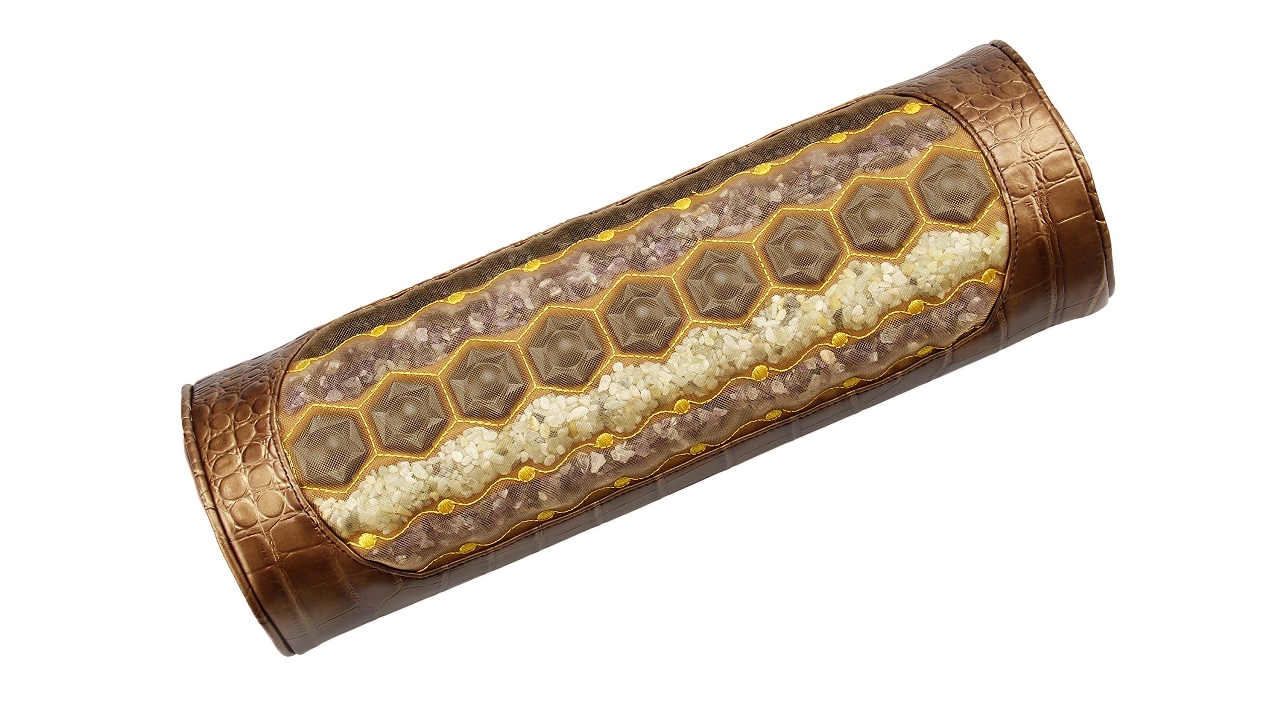 MediCrystal Far Infrared Gemstone Pillow - with Natural Crystals - Negative Ion - FIR Heat - Non Electric Jade Croco 16 L x 5" W x 3 H FIRM