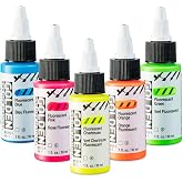 Golden Acrylics Golden High Flow Acrylic Paint Set, 5-Color Fluorescent Set | Pink, Blue, Chartreuse, Green, Orange | 1 Ounce