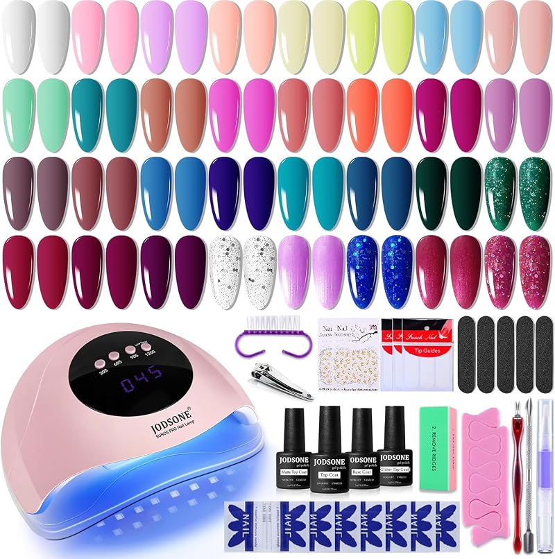 JODSONE Gel Nail Polish Set with Lamp Starter Kit 32 Colors UV LED Nail Kit