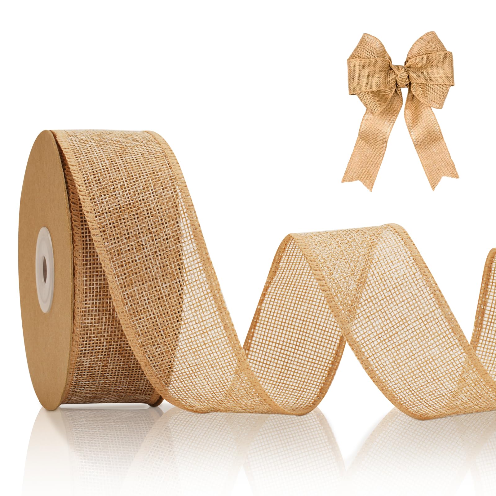 jijAcraft 4CM Wired Burlap Ribbon: 10m Brown Hessian Ribbon Roll Natural Hessian Ribbons for Gift Wrapping, Rustic Jute Burlap Ribbons for Making Bows, DIY Crafts, Wedding, Christmas Decoration
