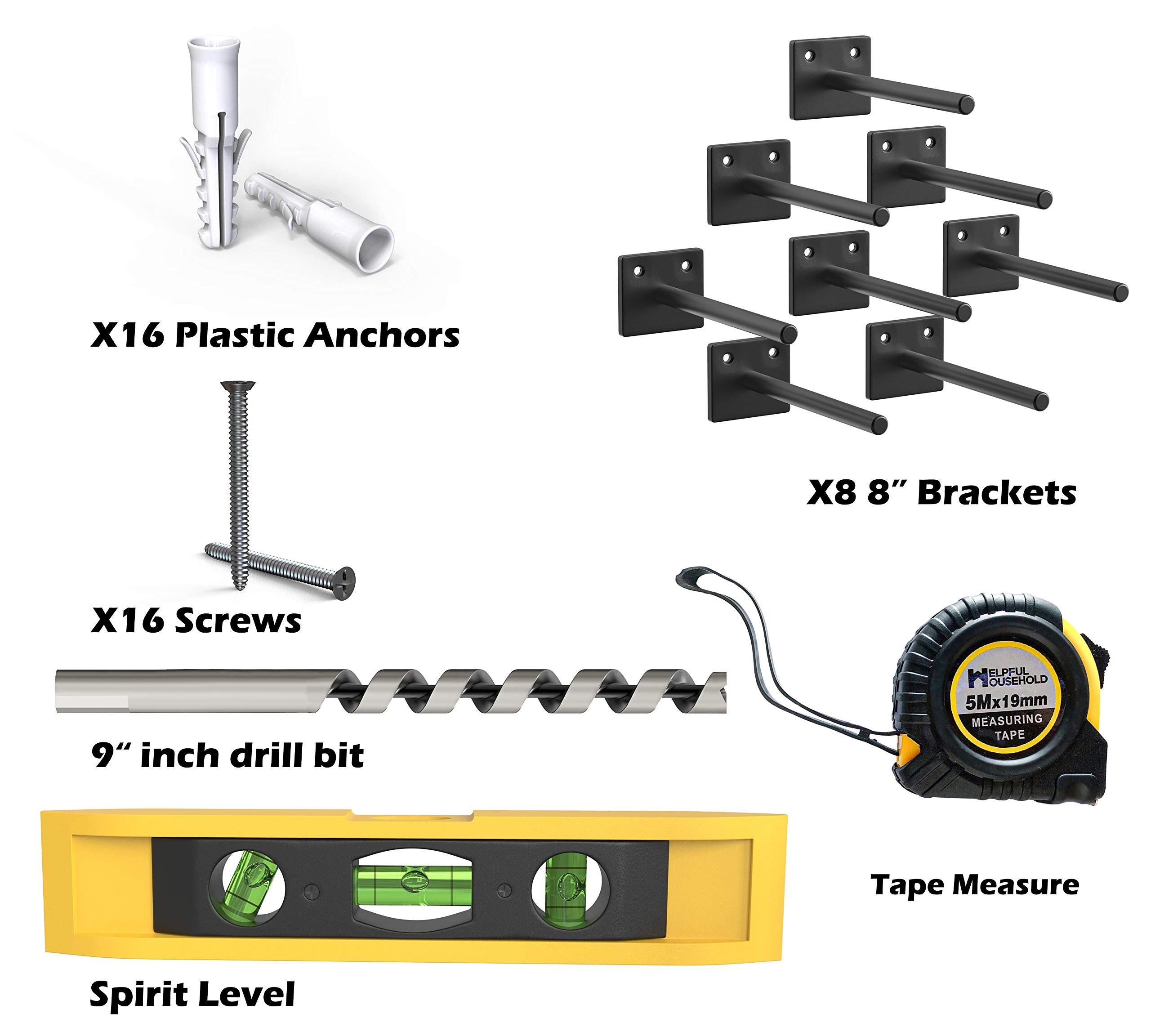 Buy 8" Floating Shelf Brackets (8 pcs) Blind Shelf Supports