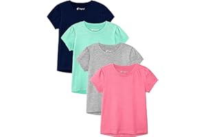 Feyoyi 4 Pack Toddler Girls Shirts Cotton Short-Sleeve T-Shirts Kids Girls Shirts Toddler Puff Sleeve Summer Tops Shirts