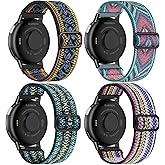 EverAct 4 Pack Stretchy Nylon Band Compatible with Garmin Vivoactive 5/Vivoactive 6/3, 20mm Loop Elastic Fabric Sport Straps for Venu Sq/Venu Sq 2/Venu 2 Plus & Forerunner 165/55/245/645
