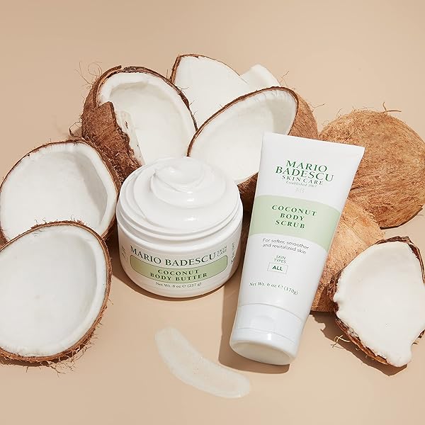 MARIO BADESCU COCONUT BODY BUTTER FOR ALL SKIN TYPES | BODY MOISTURIZER FOR SMOOTH AND RADIANT SKIN |FORMULATED WITH SHEA BUTTER| 8 OZ