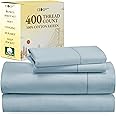 California Design Den 400 Thread Count Natural 100% Cotton Sheets, King Bed Sheets Set, Soft Sateen, Durable & Breathable Bedding with Deep Pockets - Blue