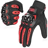 COFIT Motorcycle Gloves Breathable, Touchscreen Motorbike Gloves Anti-Slip with Good Grip Hard Knuckles Protection for Men Women Motocross, BMX ATV MTB Cycling, Road Racing - Red M