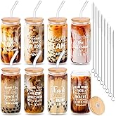 8 Set Employee Appreciation Gifts, Thank You Gifts for Staff Coworker 16oz Can Shaped Beer Glass Cups with Lids Straws Brushes, Bulk Appreciation Cups for Staff Coworker Team Friends Teacher Nurse
