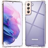 KIOMY Clear Case for Samsung Galaxy S21 5G Airbag Corners Shockproof Bumper Protective Phone Cover, Hybrid Design Hard PC Back with Flexible TPU Frame