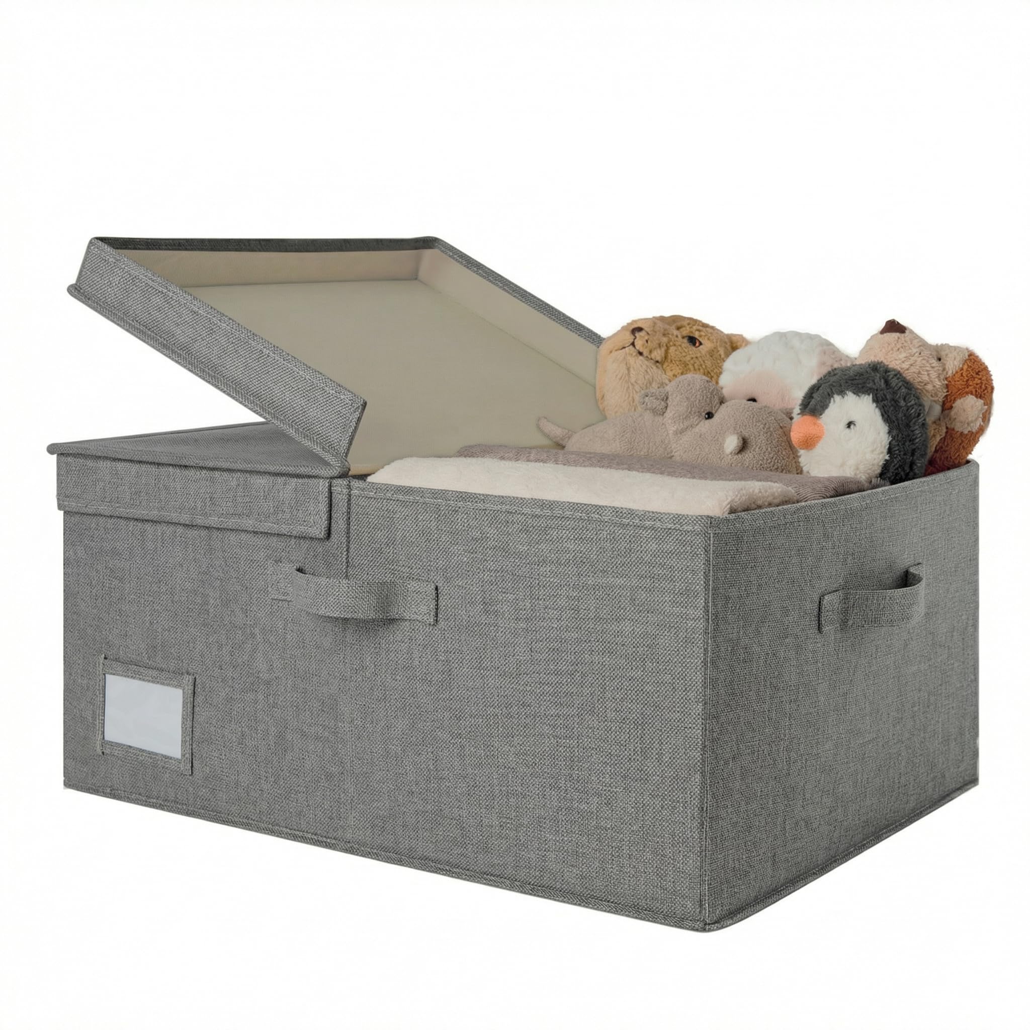 GRANNY SAYS Large Storage Box with Lid, Fabric Box for Shelves, Top of Wardrobe Storage Bin, Foldable Container with Lid for Organising Clothes, Bedroom Organiser Basket, Extra Large, Dark Grey