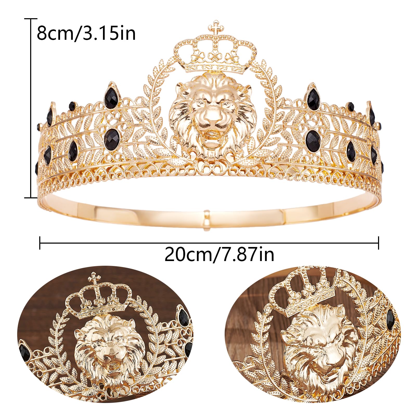 JITINX King Crown and Birthday Sash, King Crown for Men,Gold Men's Tiara Prince Diadem,Royal Medieval Cosplay Birthday Prom Halloween Hair Accessories