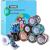 timerma 9 Rolls Self Adhesive Bandage Wrap Elastic&Breathable Ideal for Wound Care, Sports & Joint Sprains Adhesive Vet Wrap Versatile Support for Dogs Cats Horses Birds, Pet First Aid (Multi-Camo)
