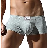 FEOYA Men Ribbed Boxer Briefs Breathable Pouch Underwear Sexy Low Rise Bulge Trunks Underpants