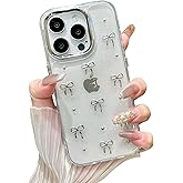 EYZUTAK Case for iPhone 13 Pro Max, Bling Glitter 3D Bowknot Phone Case Cute Sparkly Crystal Clear Bow Aesthetic Design Case Slim Soft Durable TPU Transparent Protective Cover for Women Girls - Bow