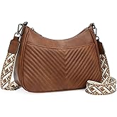 GOIACII Quilted Leather Purse Crossbody Bags for Women Medium Hobo Handbags with Wide Shoulder Strap