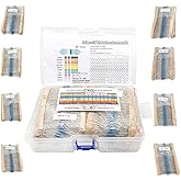 3120pcs 156 Values Metal Film Resistor Kit Minidodoca 1 Ohm-10M Ohm 1/4W 0.25 watt ±1% Tolerance Fixed Resistors Assortment Kit RoHS Compliant 100 1000 1k 10k 100k ohm Resistor Pack for DIY Projects