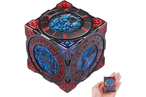 WUNHUNEW DND Spinner Dice, 7 in 1 Unique Metal Cube D&D Dice Set with 3D Relief for Dungeons and Dragons Gift, Cool Polyhedral Role Playing Game Dice, Fantasy Tabletop RPG Accessories (Blue)