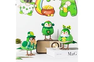 MOSHAKALA St. Patrick's Day Decorations Bird 3 Pack,Adorable Bird Figurines for Indoor Home Decor,Tabletop,Fireplace,Cute Bird Decor for Home Party Favors,Holiday Bird Figurines Home Decor Ornaments