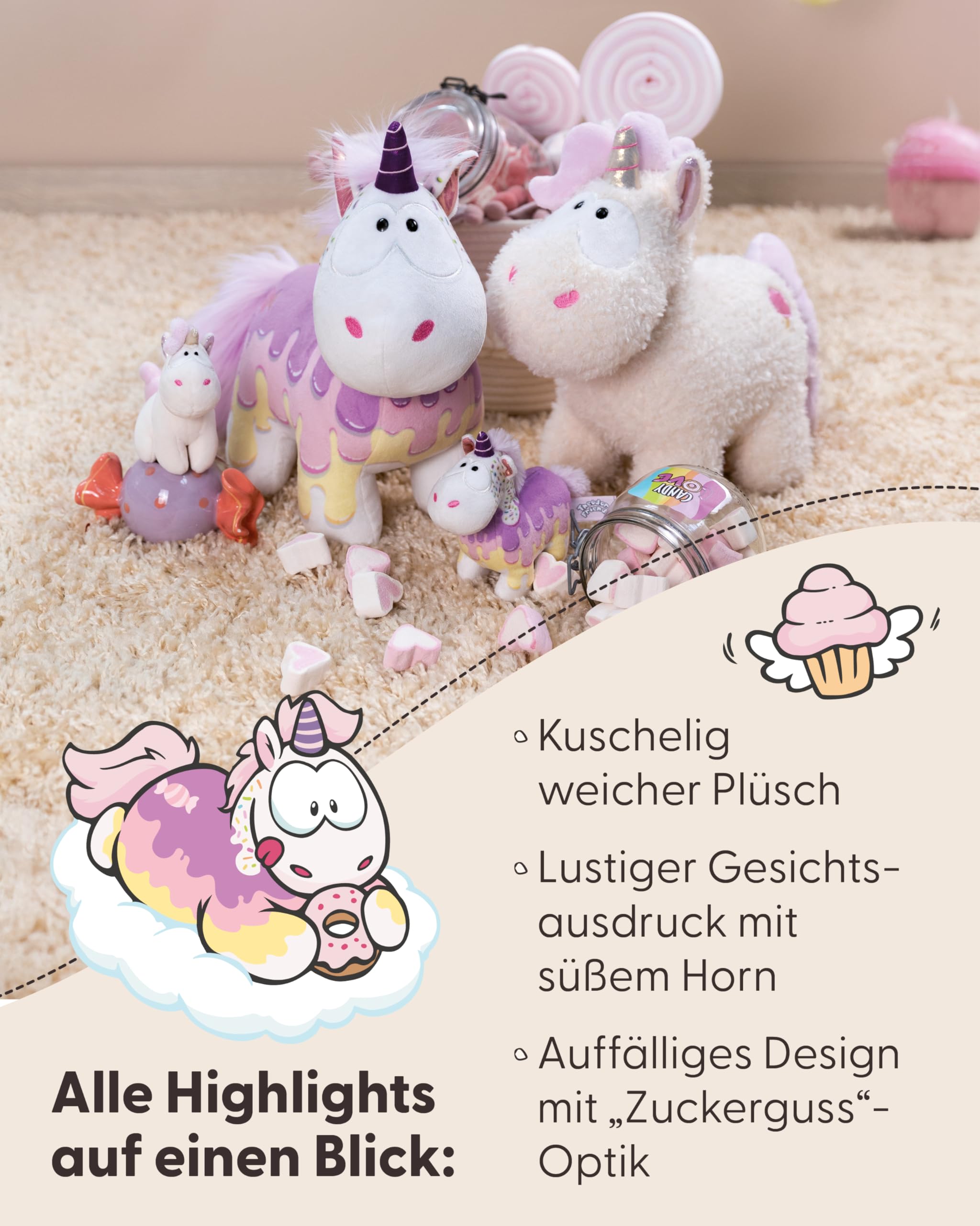 NICI Kuscheltier Einhorn Sweety Rainbow 22cm - Weiss - Weiches Plüschtier – niedliches Stofftier zum Kuscheln & Spielen – tolle Geschenkidee für Kinder & Erwachsene - 61906 4