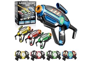 ARMOGEAR Laser Tag Set for Kids, Teens & Adults - 4 Blasters + 4 Vest Sensors with 4 Multi-Game Modes - Fun Ideas Age 8+ Year Old Toys - Includes Accessories - Boys & Girls Outdoor Teenage Group Activities