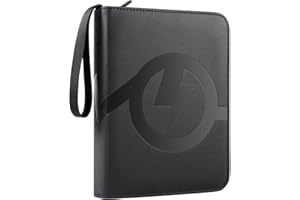 Card Binder 4 Pocket, GEAoffice PU Cover Trading Card Binder for 400 Cards, Premium Card Collection Binder, Sturdy Card Album for MTG, TCG, Game Cards & Sports Cards, Black